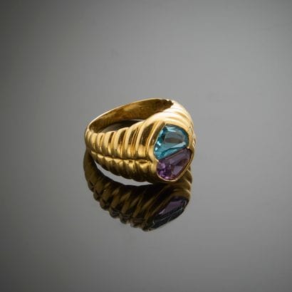 Bague en or jaune 750 millièmes, sertie d'une...