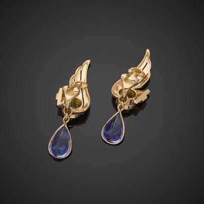 Paire de clips d'oreille en or jaune 750...