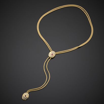 Collier cravate en or jaune 750 millièmes,...