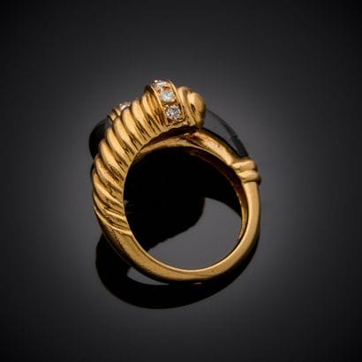 Bague Toi et Moi en or jaune 750 millièmes,...