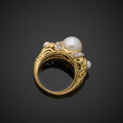 Bague en or jaune et gris 750 millièmes,...