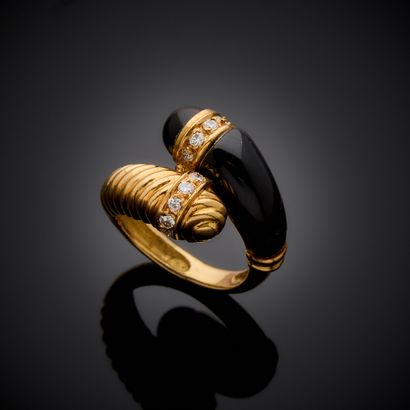 Bague Toi et Moi en or jaune 750 millièmes,...