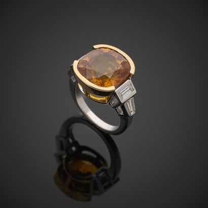 Ring in pink and white gold 750 thousandths,...