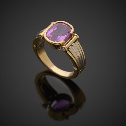 Bague en or jaune et gris 750 millièmes,...