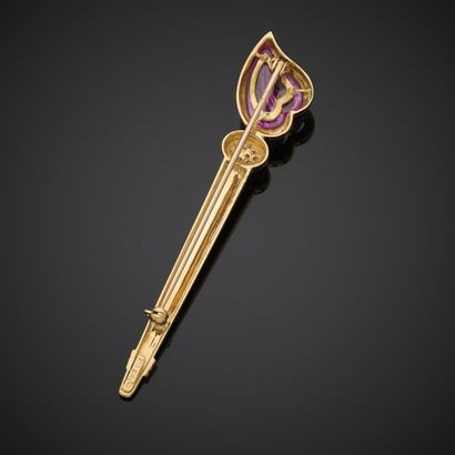 Broche barrette en or rose 750 millièmes,...