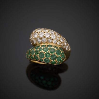 Bague Toi et Moi en or jaune 750 millièmes,...
