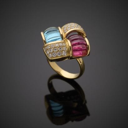 Bague en or jaune 750 millièmes, le chaton...