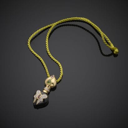 Pendentif en or jaune 750 millièmes, paré...