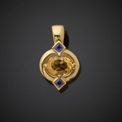 Pendant in 750 thousandths yellow gold, presenting...
