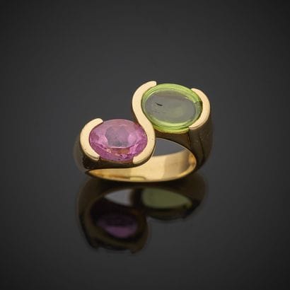 Bague Toi et Moi en or jaune 750 millièmes,...