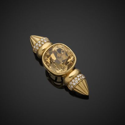 Broche en or jaune et gris 750 millièmes,...