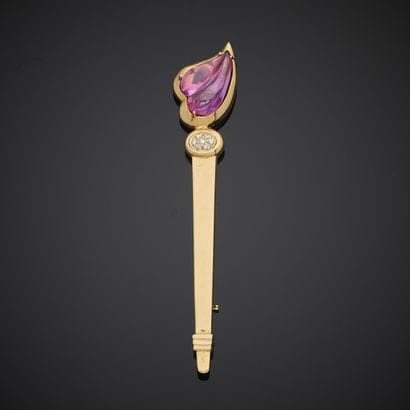 Broche barrette en or rose 750 millièmes,...