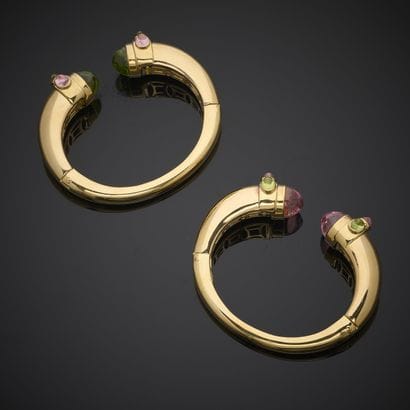 Paire de bracelets joncs en or jaune 750...