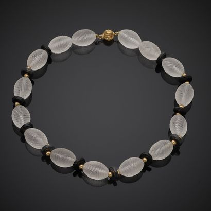 Collier de perles en cristal mat à motif...