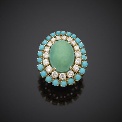Bague en or jaune 750 millièmes, sertie d'un...