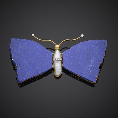 Broche pendentif en or jaune et gris 750...
