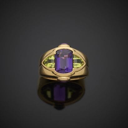 Bague en or jaune 750 millièmes, ornée en...