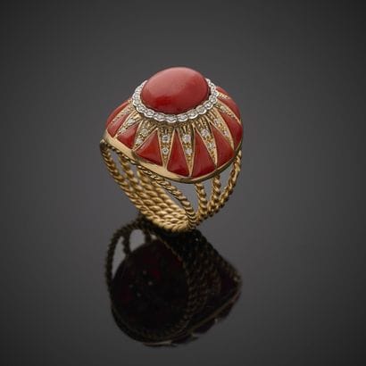 Importante bague en or jaune 750 millièmes,...