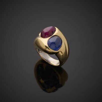 Bague Toi et Moi en or jaune 750 millièmes,...