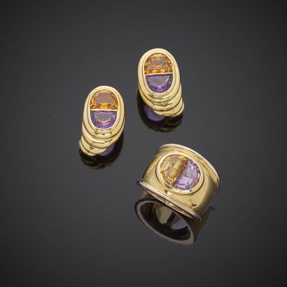 Parure composée d'une bague et d'une paire...