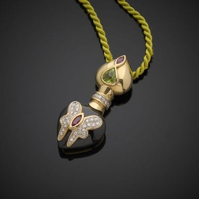 Pendentif en or jaune 750 millièmes, paré...