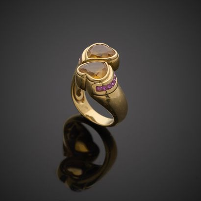 Bague Toi et Moi en or jaune 750 millièmes,...