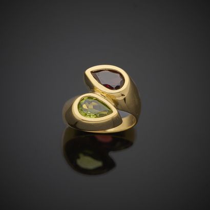 Bague Toi et Moi en or jaune 750 millièmes,...