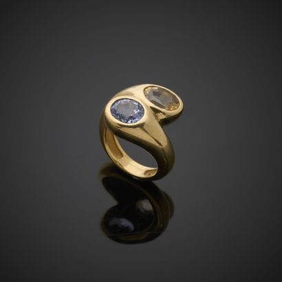 Bague Toi et Moi en or jaunes 750 millièmes,...