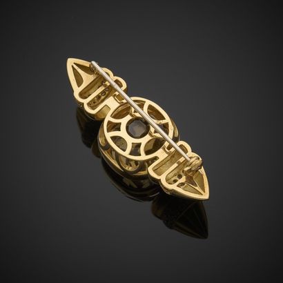 Broche en or jaune et gris 750 millièmes,...