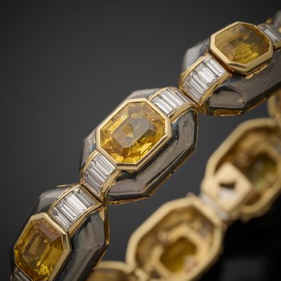 Bracelet en or jaune 750 millièmes, noirci...