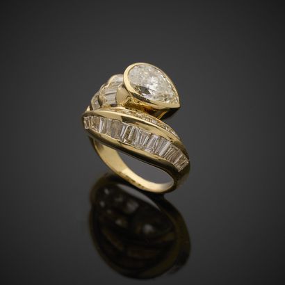 Bague Toi et Moi en or jaune 750 millièmes,...