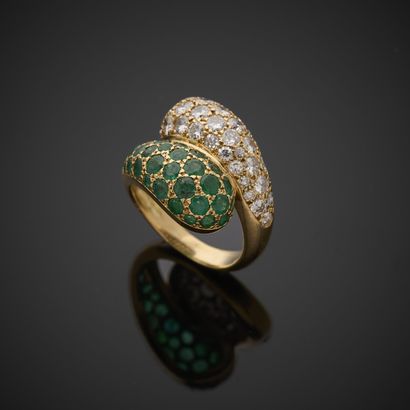 Bague Toi et Moi en or jaune 750 millièmes,...