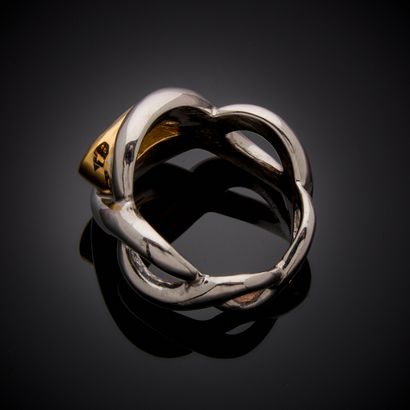 Bague en or gris et jaune 750 millièmes,...