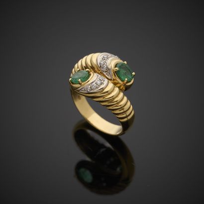 Bague Toi et Moi en or jaune et gris 750...