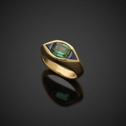 Bague en or jaune 750 millièmes, le chaton...