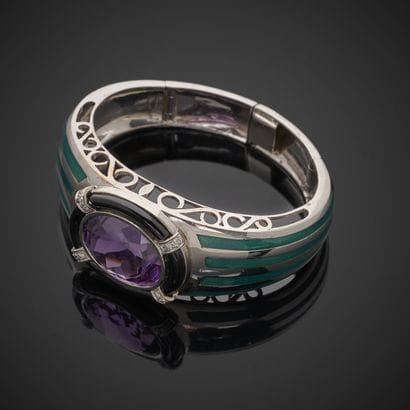 Important bracelet en or gris 750 millièmes,...