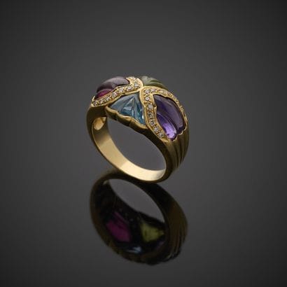 Bague bandeau en or jaune 750 millièmes,...