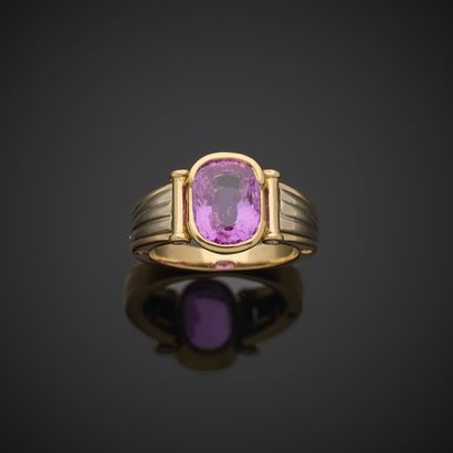 Bague en or jaune et gris 750 millièmes,...