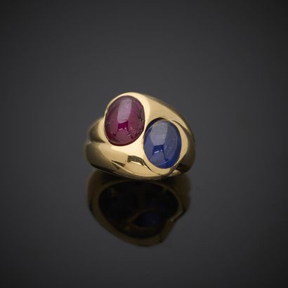 Bague Toi et Moi en or jaune 750 millièmes,...