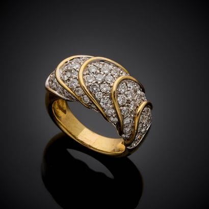 Bague bandeau en or jaune 750 millièmes,...