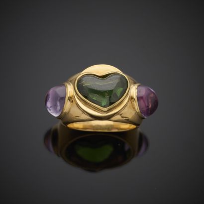 Bague en or jaune 750 millièmes, sertie d'une...