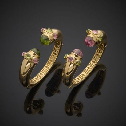 Paire de bracelets joncs en or jaune 750...