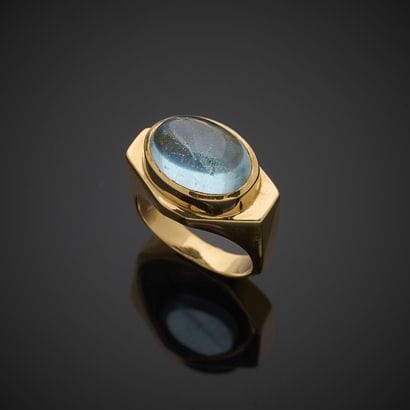 Bague en or jaune 750 millièmes, sertie d'une...