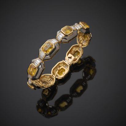 Bracelet en or jaune 750 millièmes, noirci...