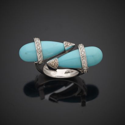 Bague en or gris 750 millièmes, ornée de...