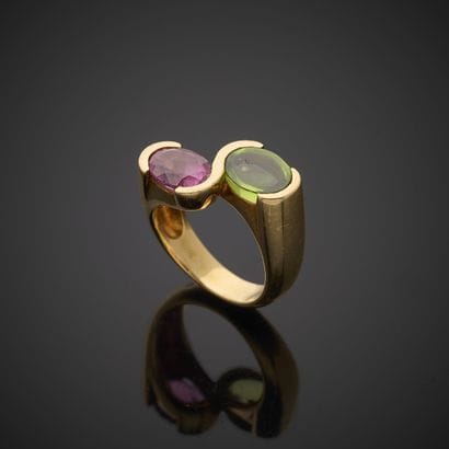 Bague Toi et Moi en or jaune 750 millièmes,...