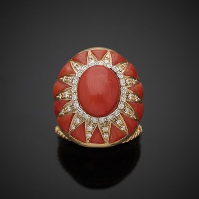 Importante bague en or jaune 750 millièmes,...