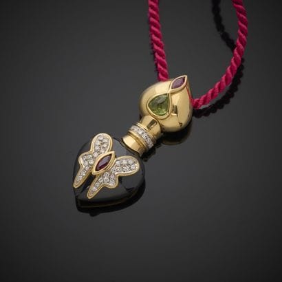 Pendentif en or jaune 750 millièmes, paré...
