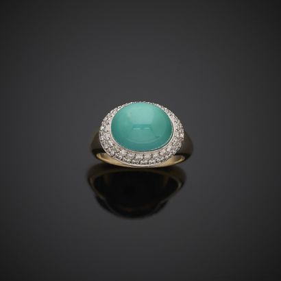 Bague dôme en or gris 750 millièmes et platine...