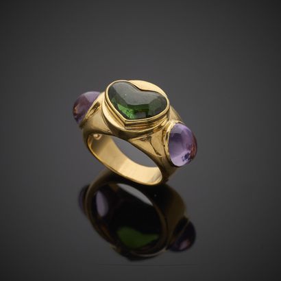 Bague en or jaune 750 millièmes, sertie d'une...
